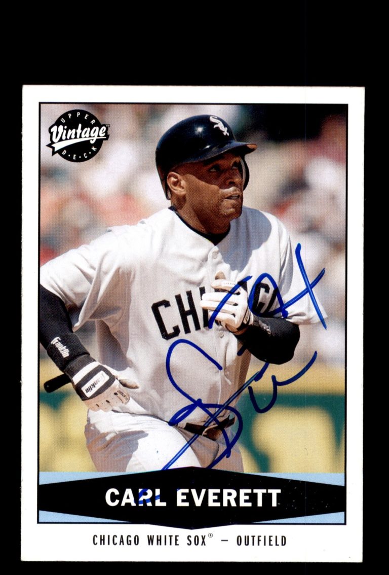 Signed Baseball Card Auto Carl Everett 2004 Upper Deck Vintage #187 White Sox