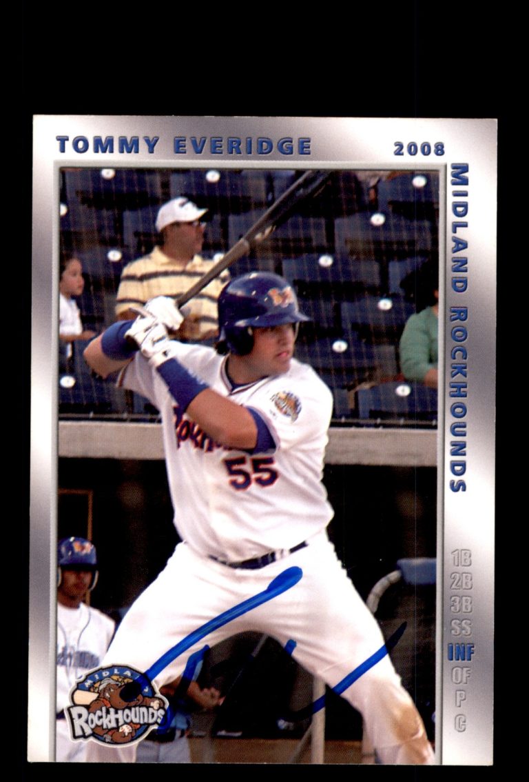 Signed Baseball Card Auto Tommy Everidge 2008 Choice Midland RockHounds