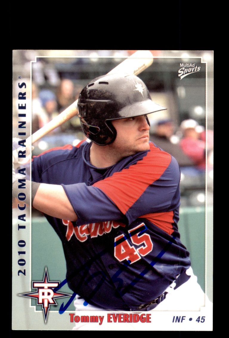 Signed Baseball Card Auto Tommy Everidge 2010 MultiAd Tacoma Rainiers