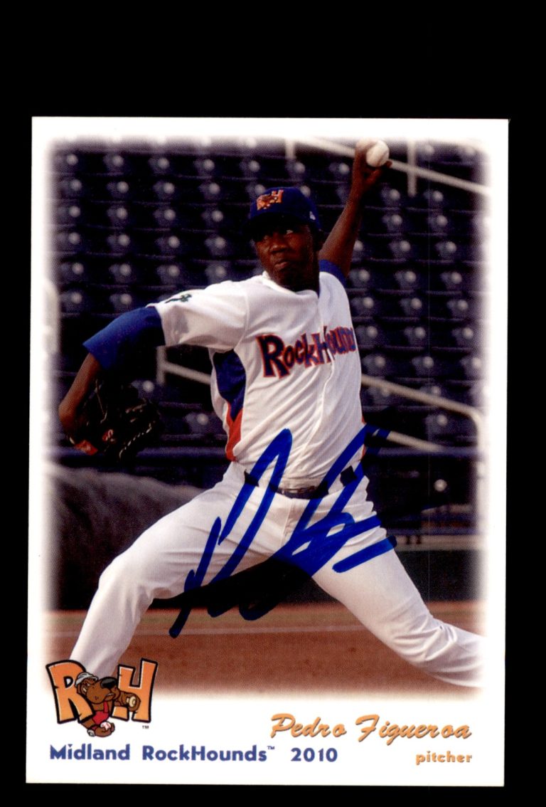 Signed Baseball Card Auto Pedro Figueroa 2010 Grandstand Midland RockHounds
