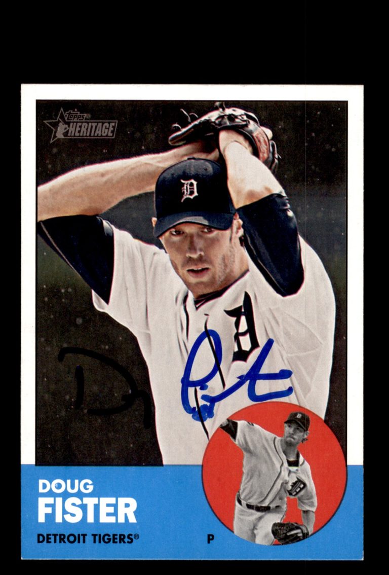 Signed Baseball Card Auto Doug Fister 2012 Topps Heritage #84 Detroit Tigers