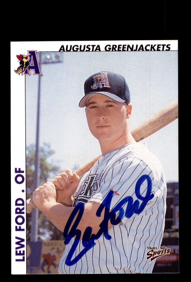 Signed Baseball Card Auto Lew Ford 2000 Multi-Ad Augusta GreenJackets #5