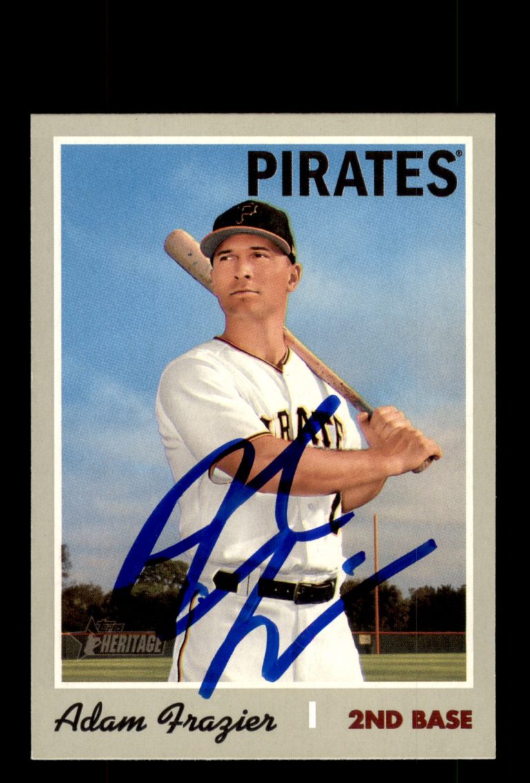 Signed Baseball Card Auto Adam Frazier 2019 Topps Heritage #631 Pirates