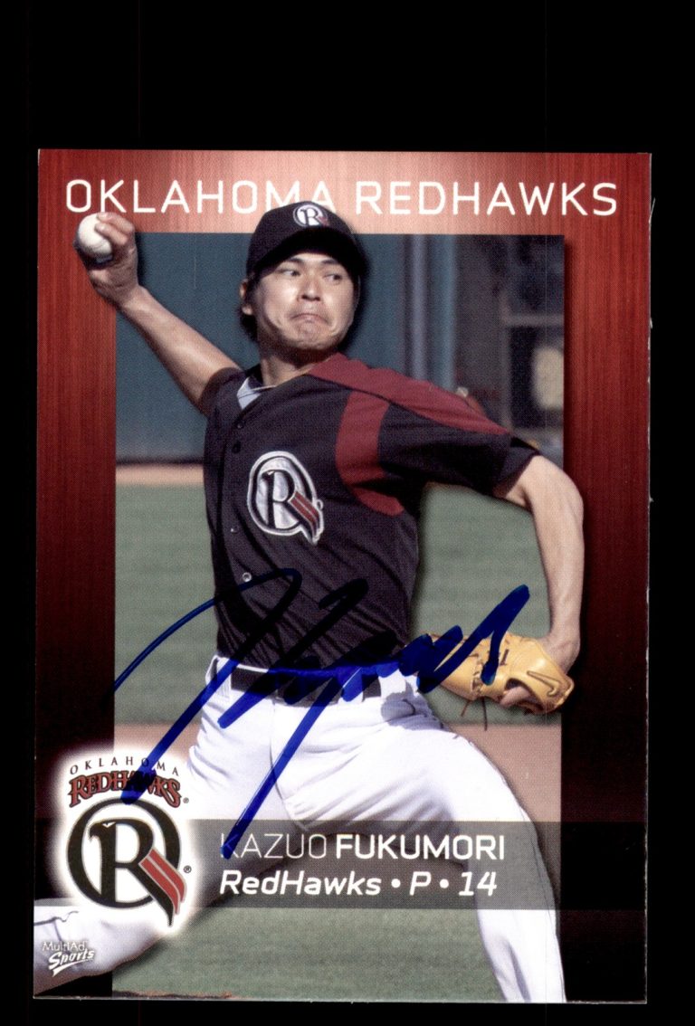 Signed Baseball Card Auto Kazuo Fukumori 2008 Oklahoma City Redhawks Japan