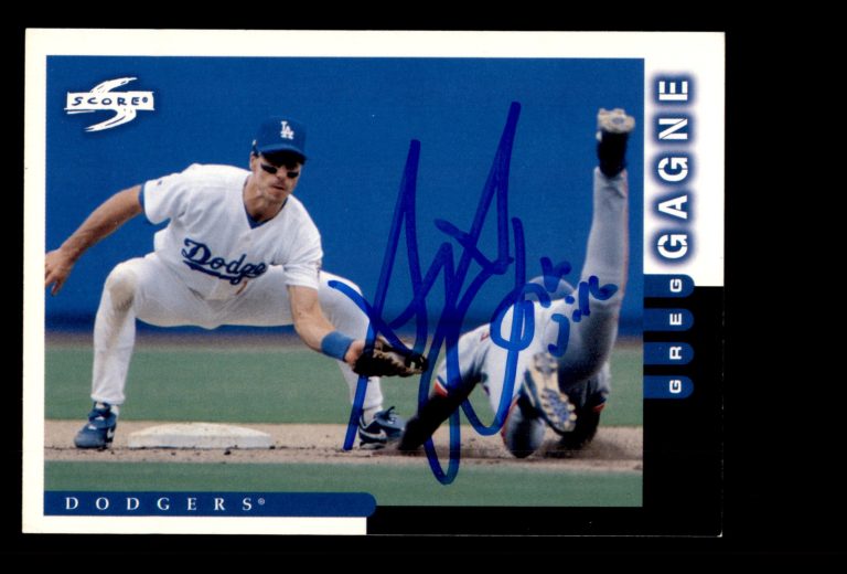 Signed Baseball Card Auto Greg Gagne 1998 Score #72 Los Angeles Dodgers