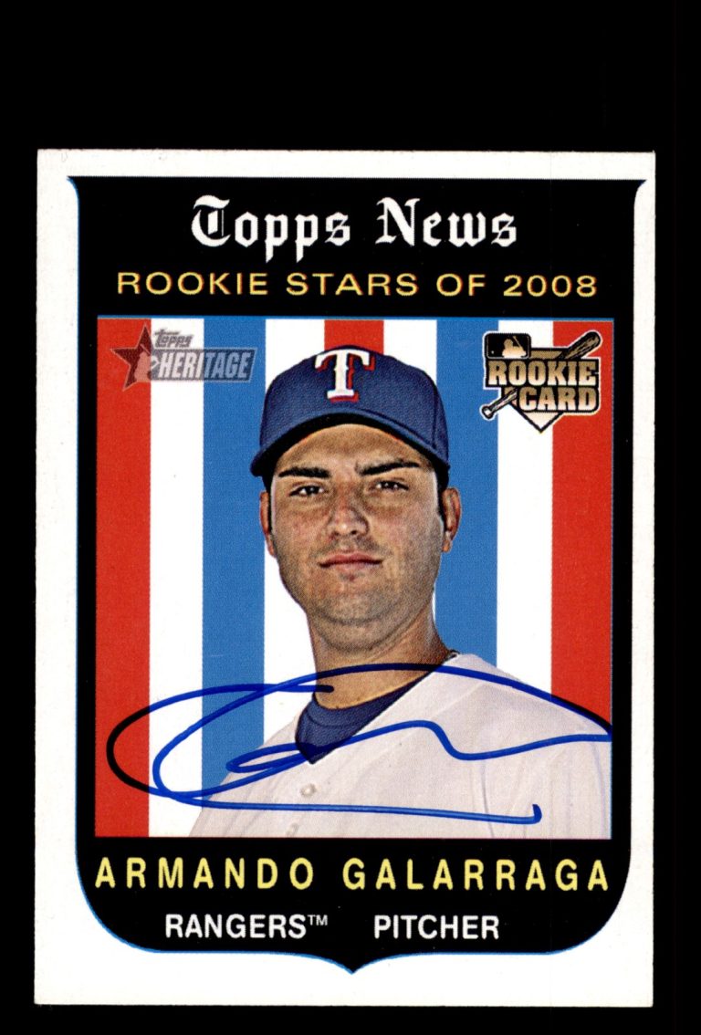 Signed Baseball Card Auto Armando Galarraga 2008 Topps Heritage #124 Rangers