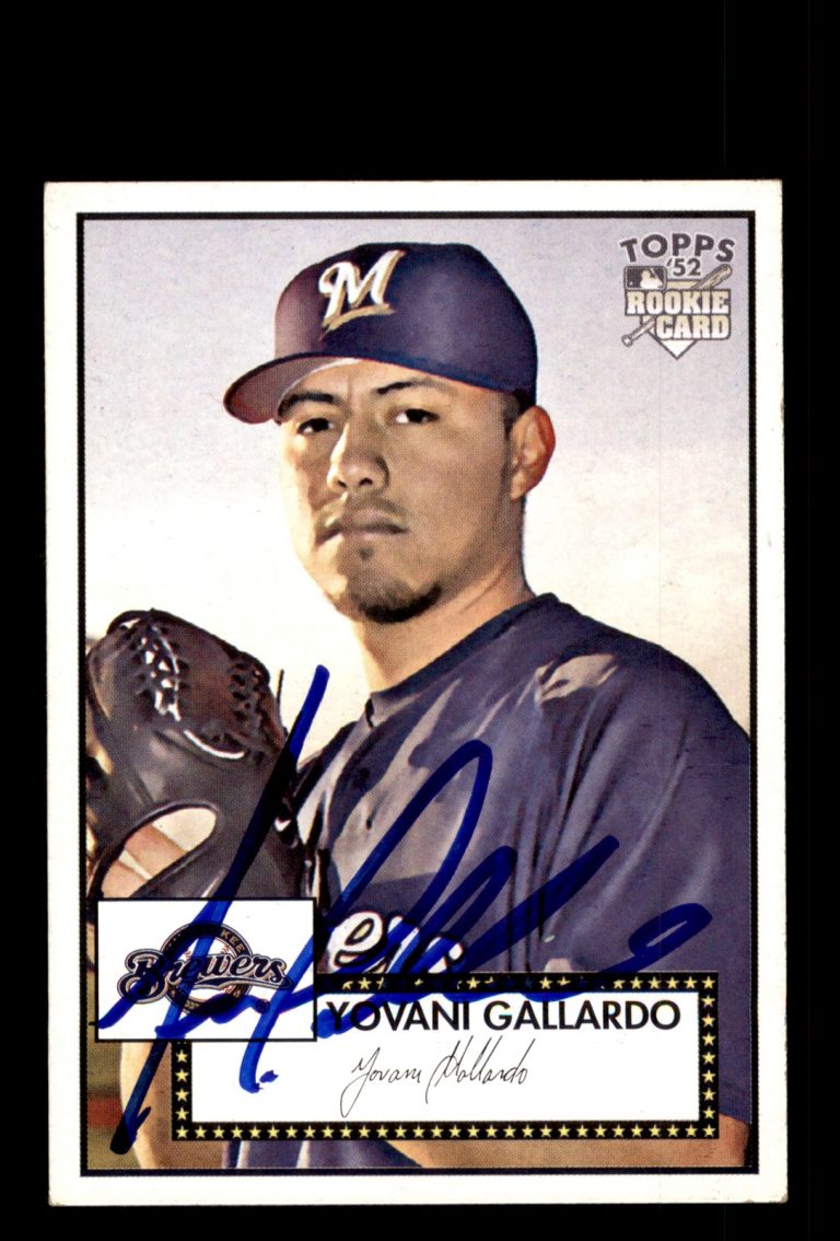 Signed Baseball Card Auto Yovani Gallardo 2007 Topps Rookie 52 #120 Brewers