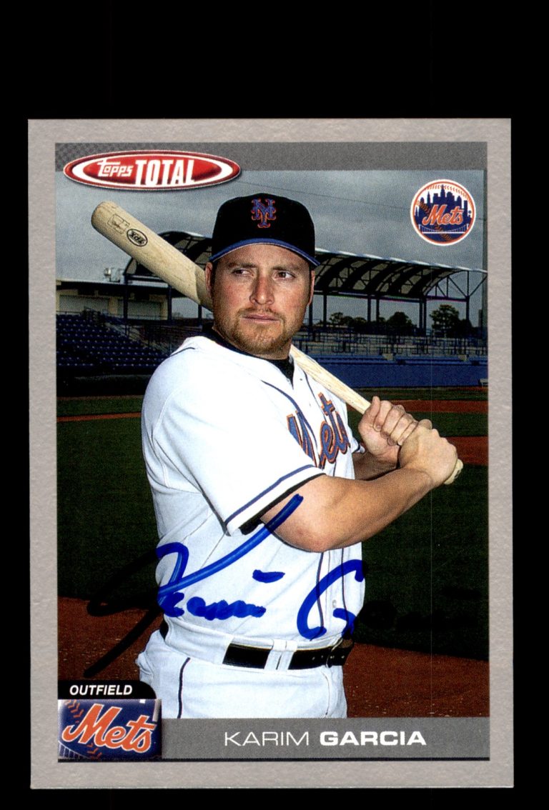Signed Baseball Card Auto Karim Garcia 2004 Topps Total #715 Mets Silver