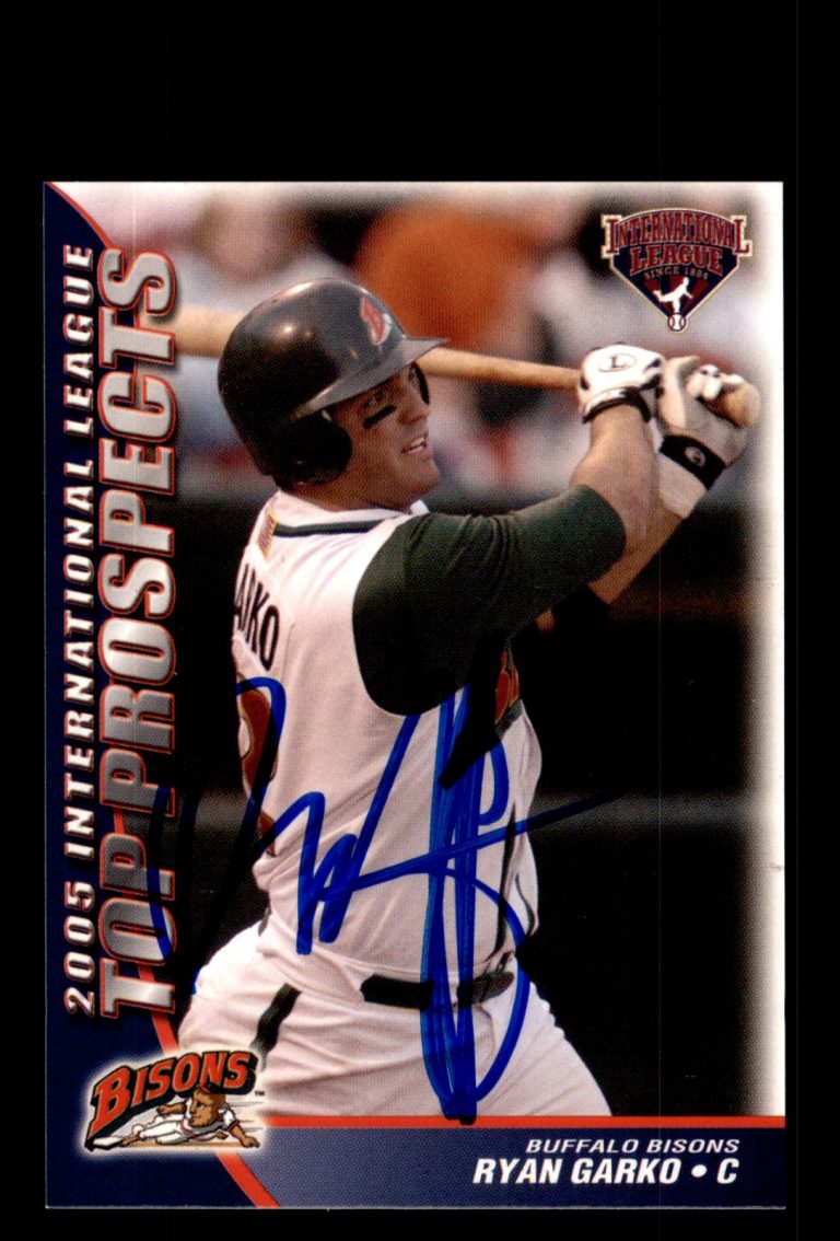 Signed Baseball Card Auto Ryan Garko 2005 International League Top Prospects