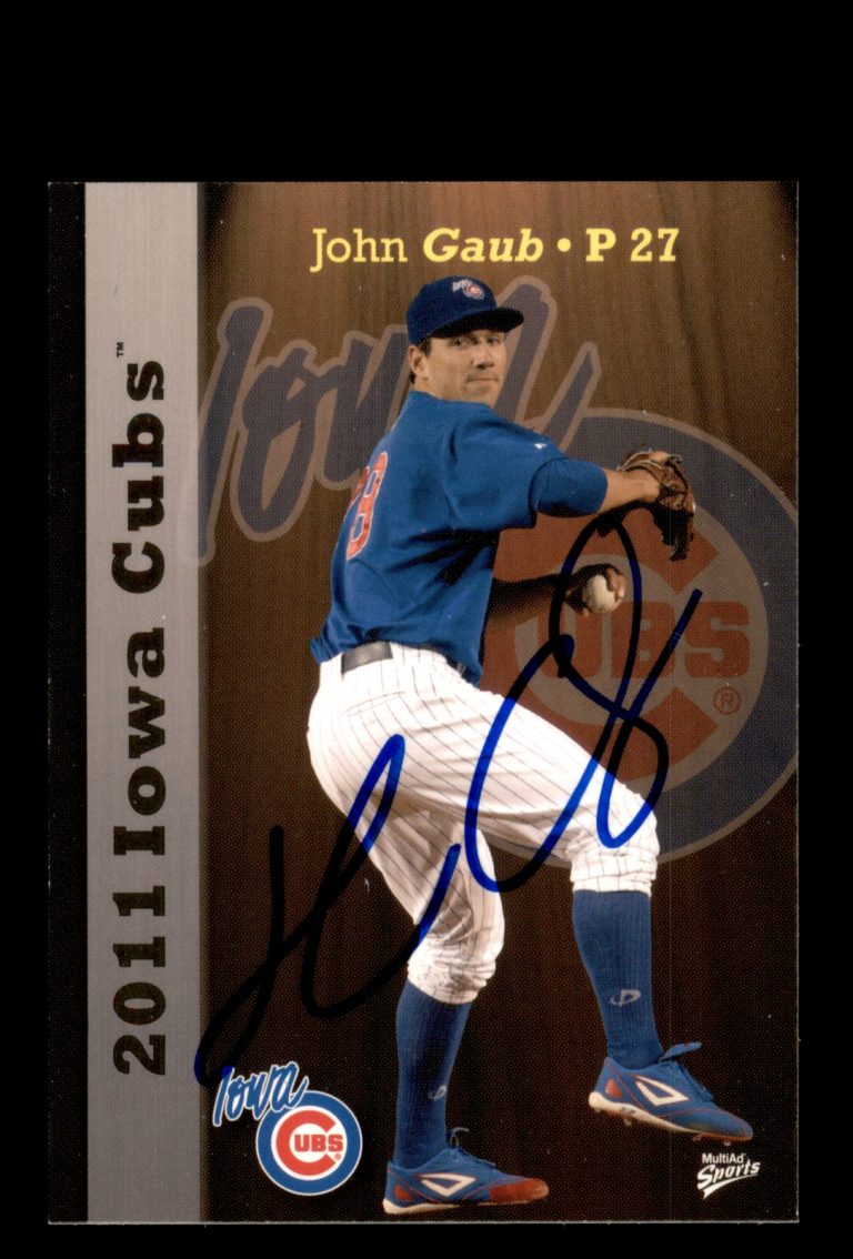 Signed Baseball Card Auto John Gaub 2011 MultiAd Iowa Cubs