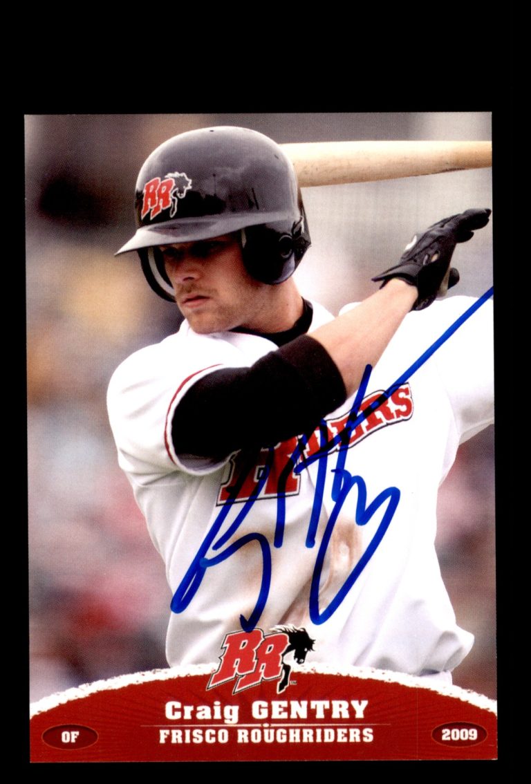 Signed Baseball Card Auto Craig Gentry 2009 Grandstand Frisco RoughRiders