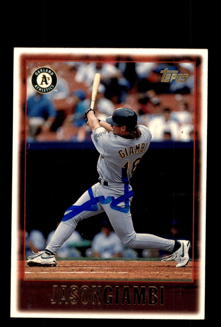 Signed Baseball Card Auto Jason Giambi 1997 Topps #209 Oakland Athletics