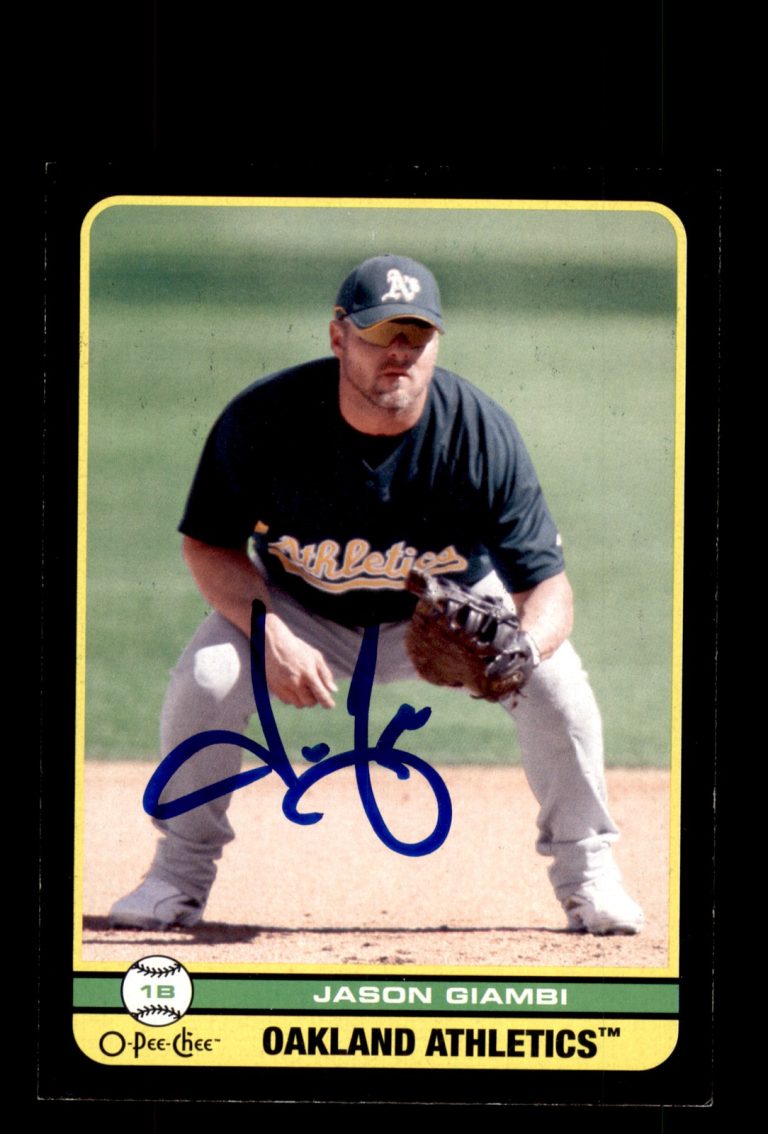 Signed Baseball Card Auto Jason Giambi 2009 O-Pee-Chee #14 A's Black