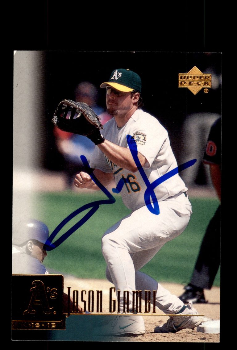 Signed Baseball Card Auto Jason Giambi 2001 Upper Deck #53 Oakland Athletics