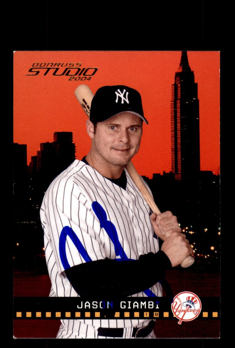 Signed Baseball Card Auto Jason Giambi 2004 Donruss Studio #136 New York Yankees