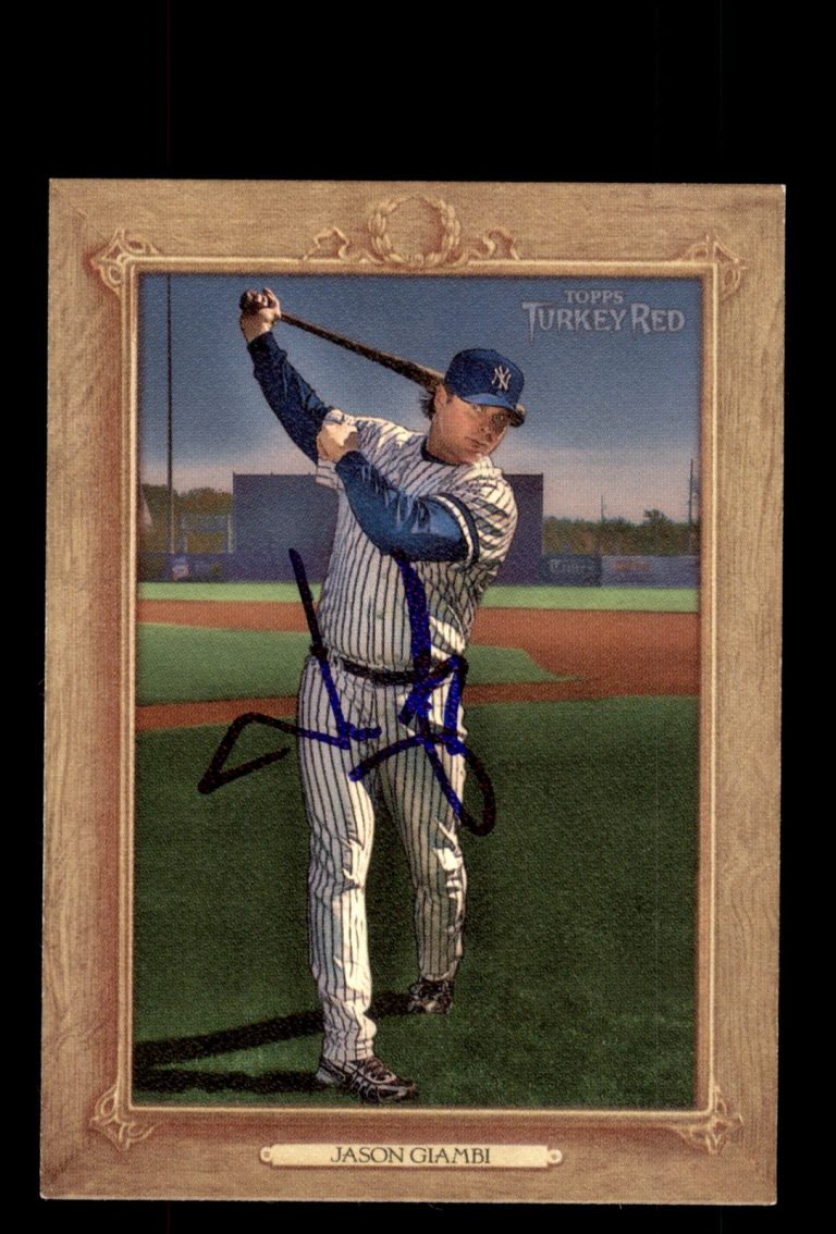 Signed Baseball Card Auto Jason Giambi 2007 Topps Turkey Red #50 Yankees