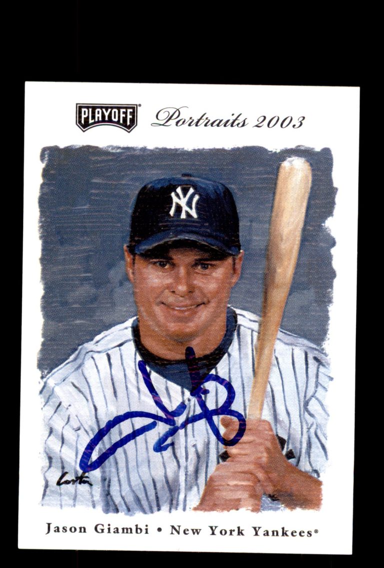 Signed Baseball Card Auto Jason Giambi 2003 Playoff Portraits #11 Yankees