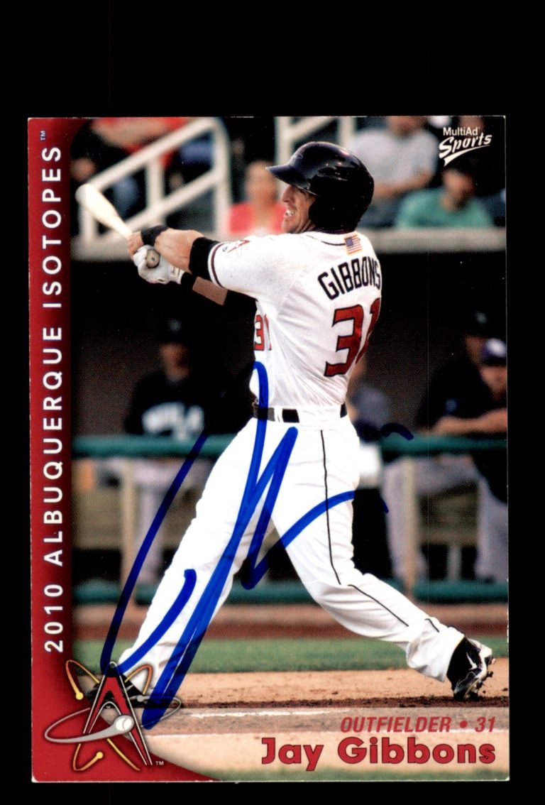 Signed Baseball Card Auto Jay Gibbons 2010 MultiAd Albuquerque Isotopes