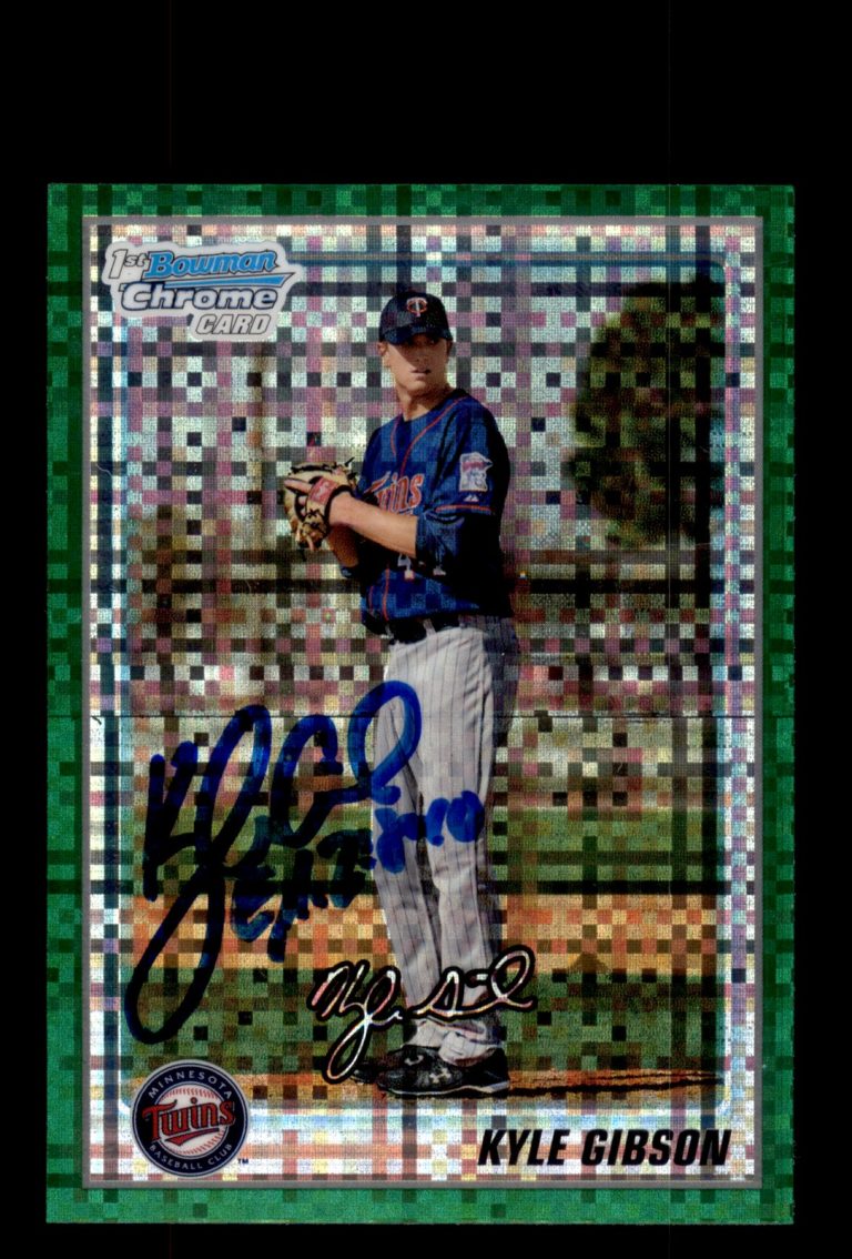 Signed Baseball Card Auto Kyle Gibson 2010 Bowman Chrome #BCP202 Green