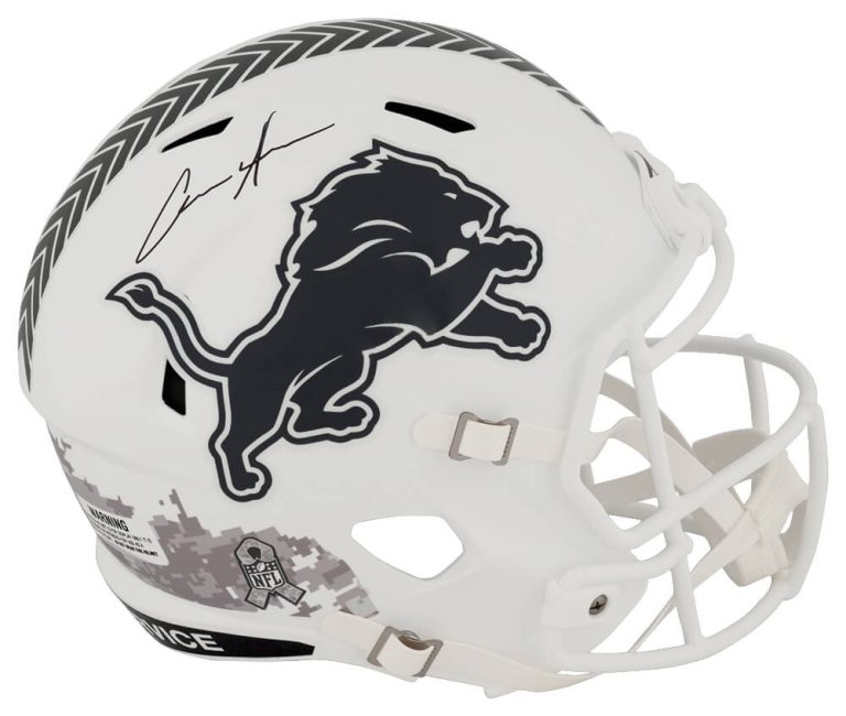 Aidan Hutchinson Signed Lions 2024 SALUTE Riddell F/S Replica Helmet - (SS COA)