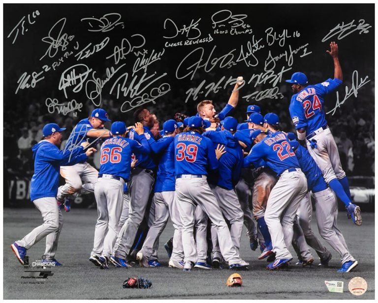 2016 Cubs Team Signed 2016 World Series Spotlight 16x20 Photo (24 Sigs) (SS COA)