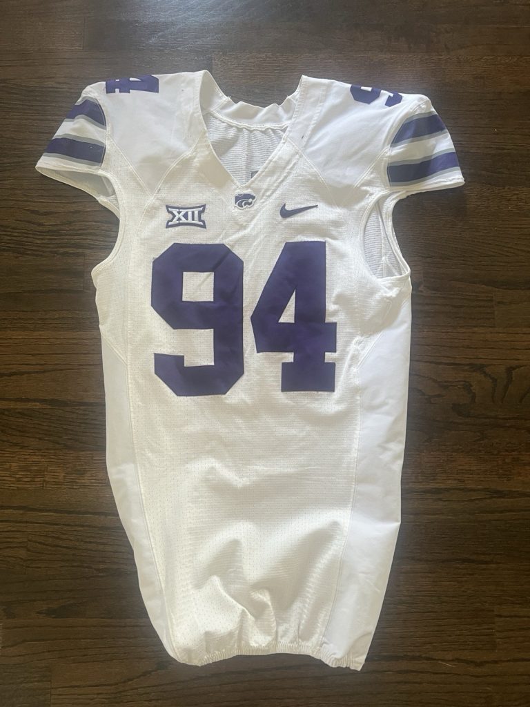 KANSAS STATE K-STATE KSU GAME USED WORN COLLEGE NCAA BIG 12 FOOTBALL JERSEY #94