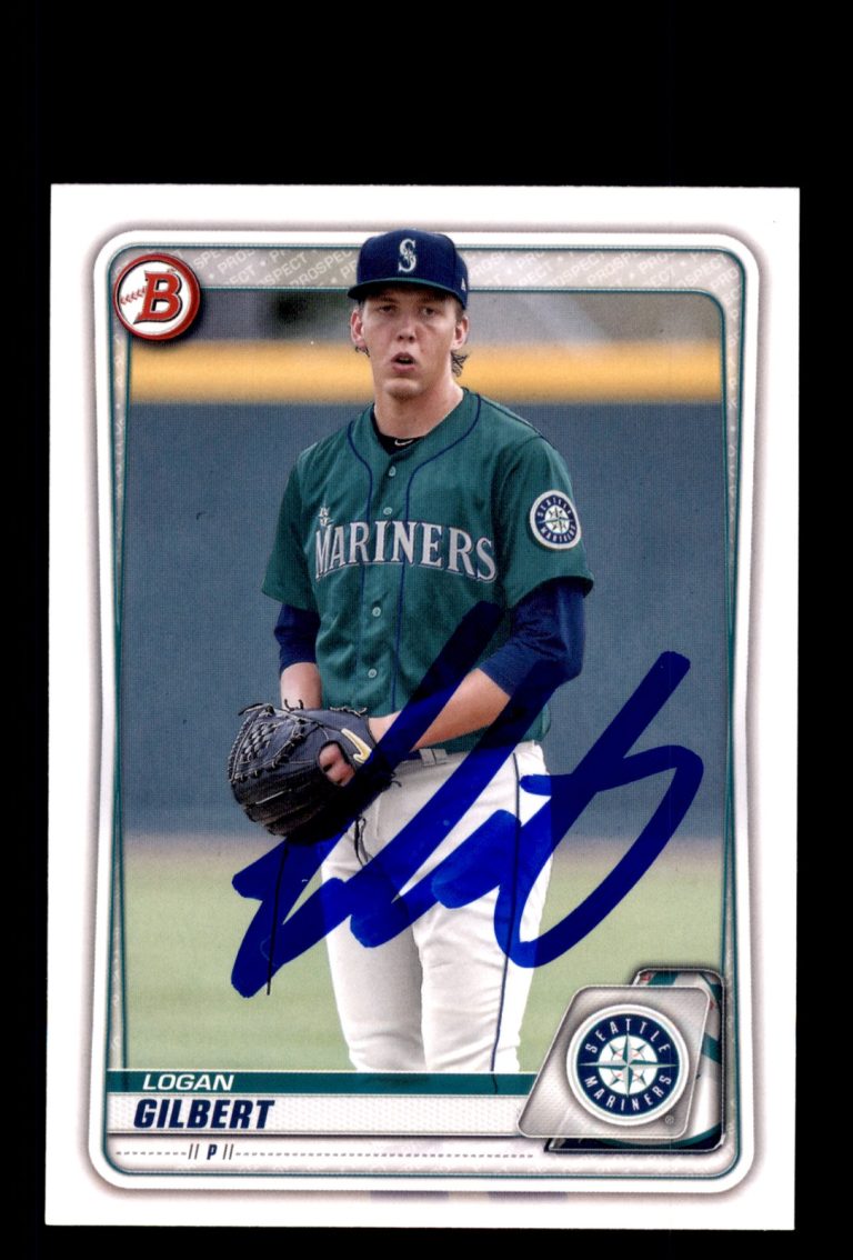 Signed Baseball Card Auto Logan Gilbert 2020 Bowman #BD-37 Mariners