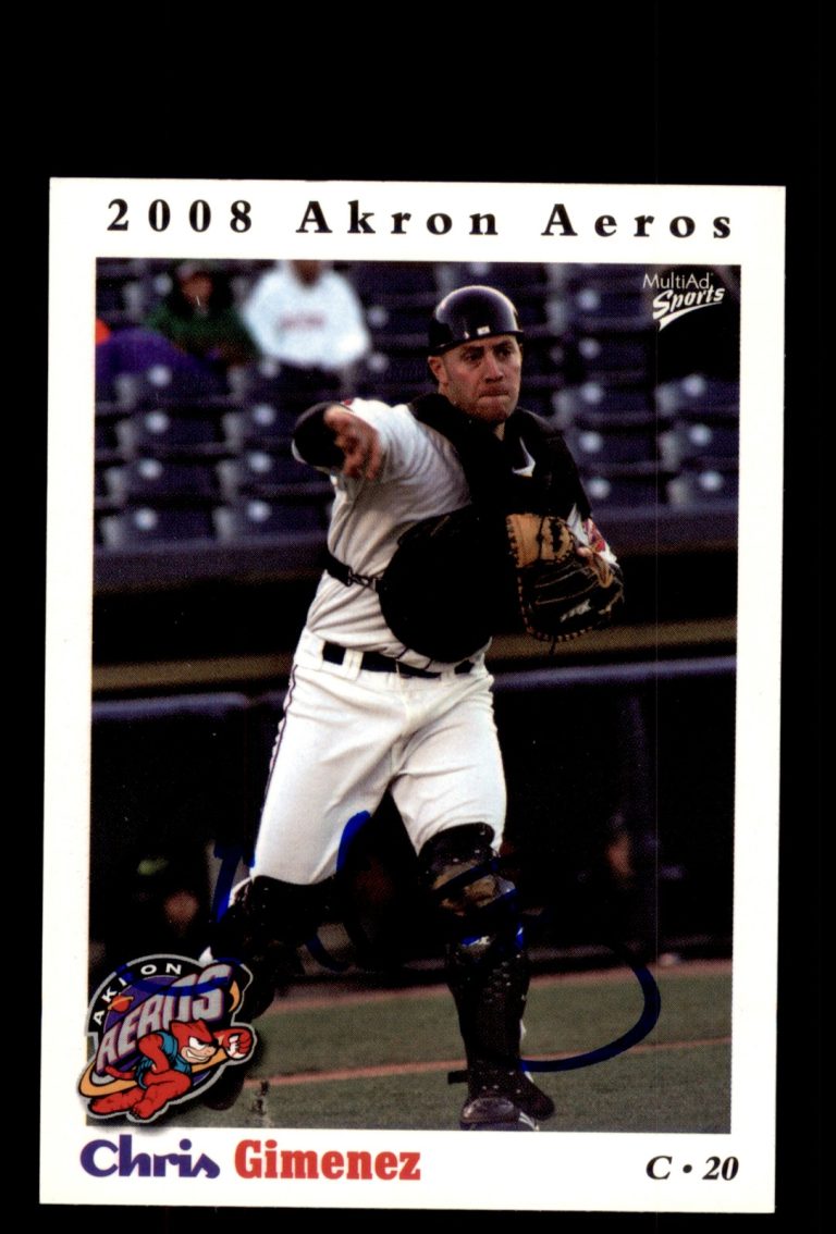 Signed Baseball Card Auto Chris Gimenez 2008 MultiAd Akron Aeros
