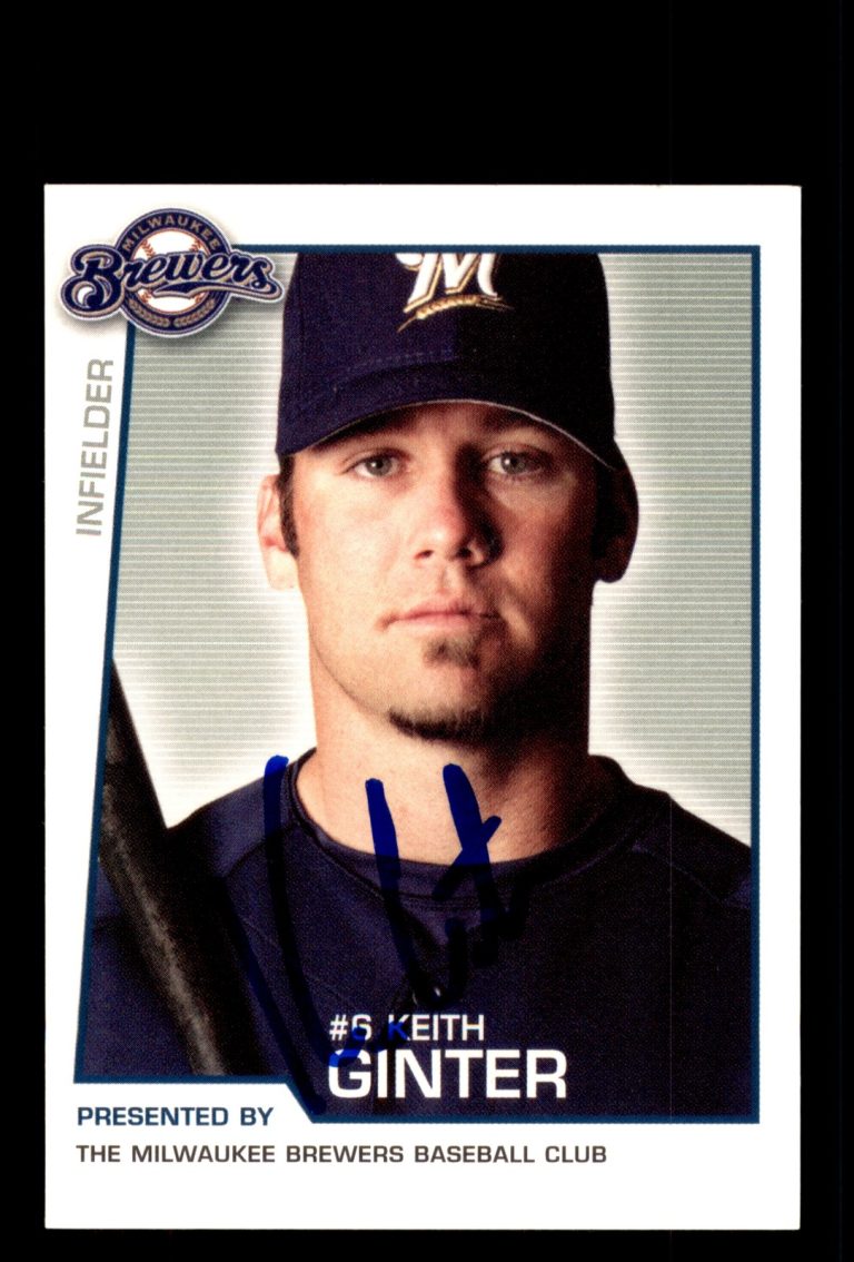 Signed Baseball Card Auto Keith Ginter 2004 Milwaukee Brewers Police