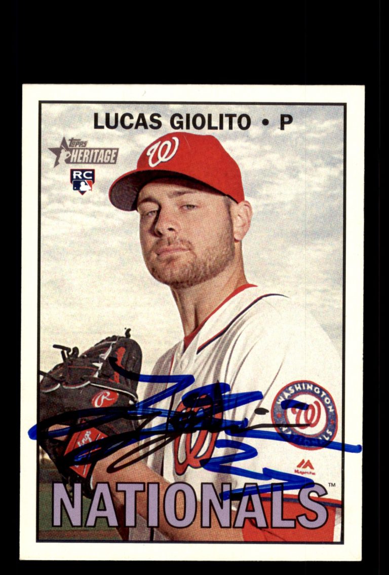 Signed Baseball Card Auto Lucas Giolito 2016 Topps Heritage #514