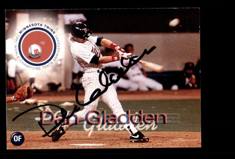 Signed Baseball Card Auto Dan Gladden 2001 Minnesota Twins SGA WS 1991