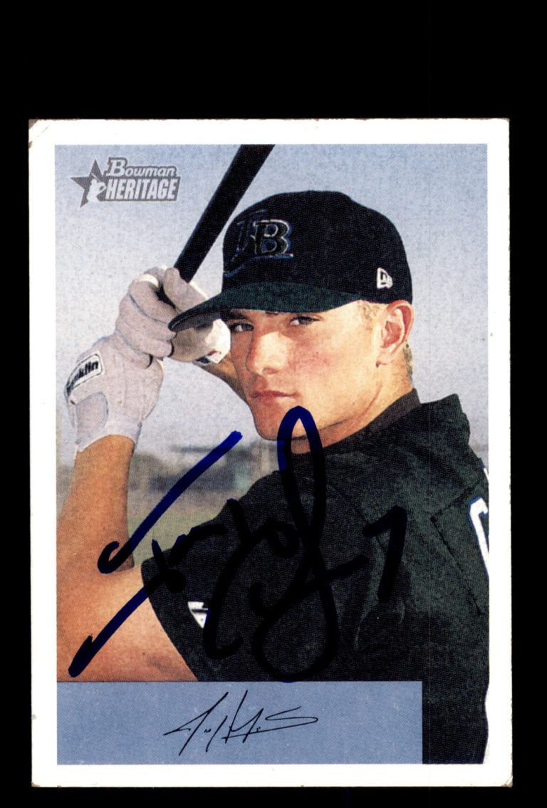 Signed Baseball Card Auto Jonny Gomes 2002 Bowman Heritage #277 Devil Rays