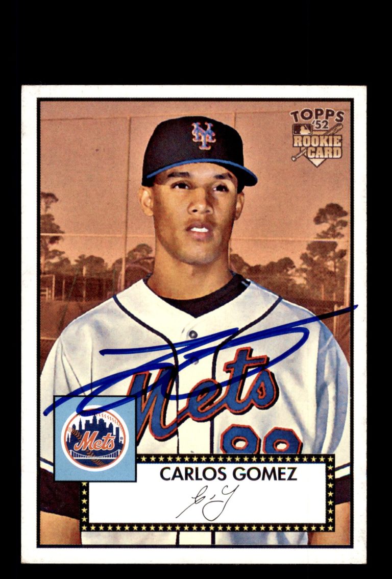 Signed Baseball Card Auto Carlos Gomez 2007 Topps Rookie 52 #65 New York Mets