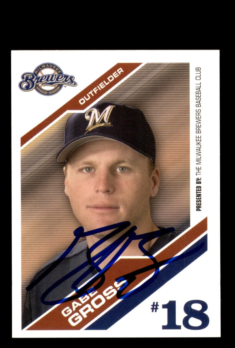 Signed Baseball Card Auto Gabe Gross 2006 Milwaukee Brewers Police