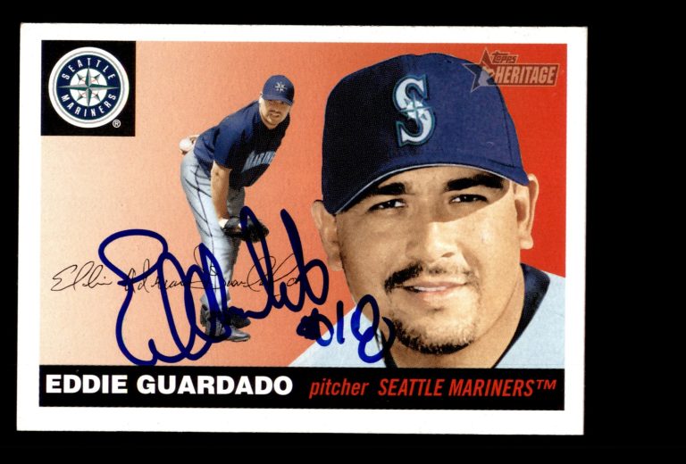 Signed Baseball Card Auto Eddie Guardado 2004 Topps Heritage #266 Mariners