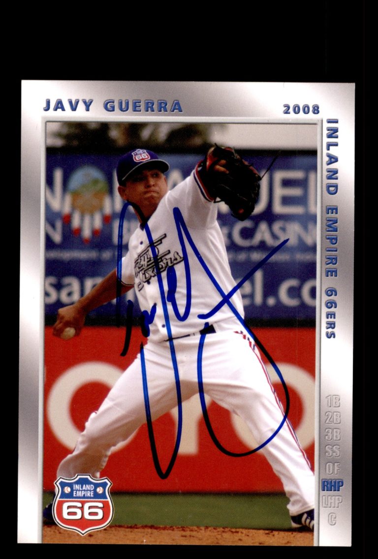Signed Baseball Card Auto Javy Guerra 2008 Grandstand Inland Empire 66ers