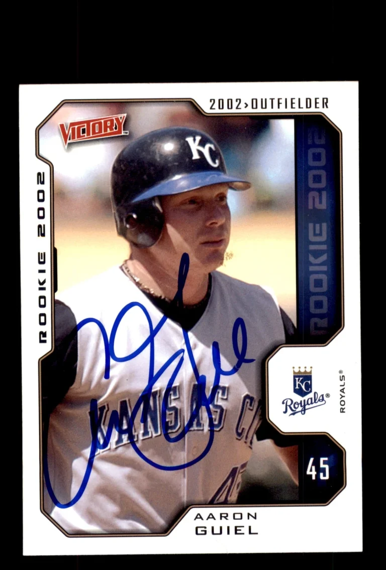 Signed Baseball Card Auto Aaron Guiel 2002 Upper Deck Victory #629 Royals