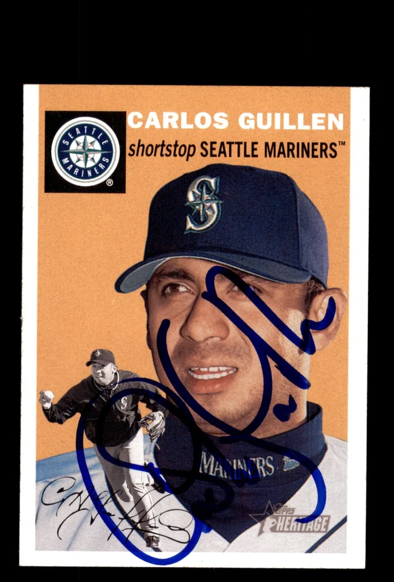 Signed Baseball Card Auto Carlos Guillen 2003 Topps Heritage #309 Mariners