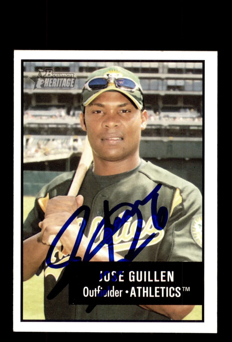 Signed Baseball Card Auto Jose Guillen 2003 Bowman Heritage #11 Oakland A's