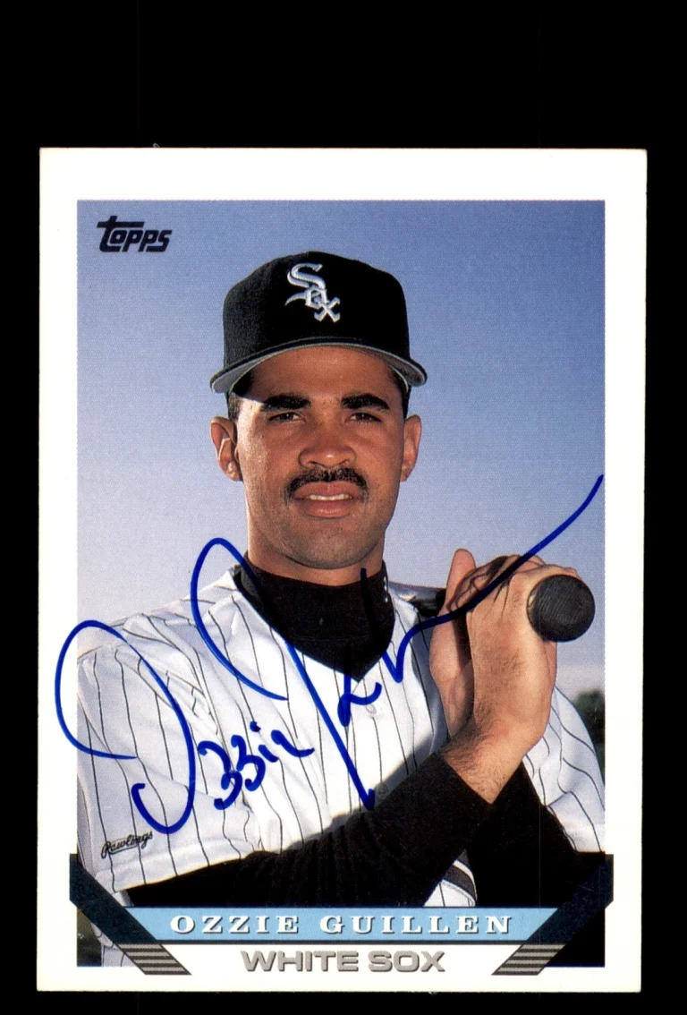 Signed Baseball Card Auto Ozzie Guillen 1993 Topps #474 Chicago White Sox