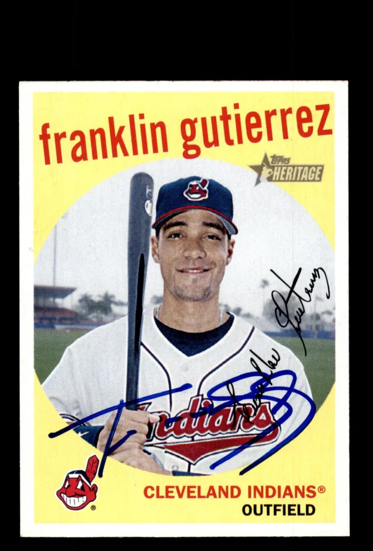 Signed Baseball Card Auto Franklin Gutierrez 2008 Topps Heritage #404 Indians