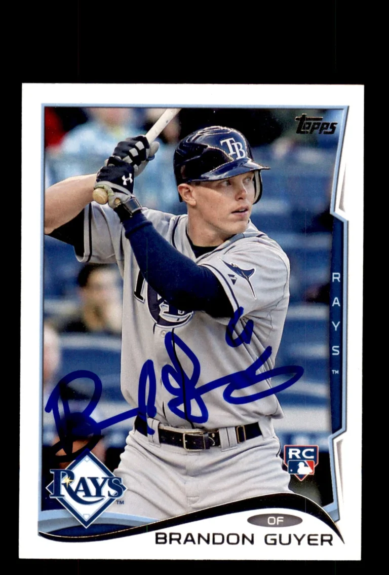 Signed Baseball Card Auto Brandon Guyer 2014 Topps Update #US-51 Tampa Bay Rays