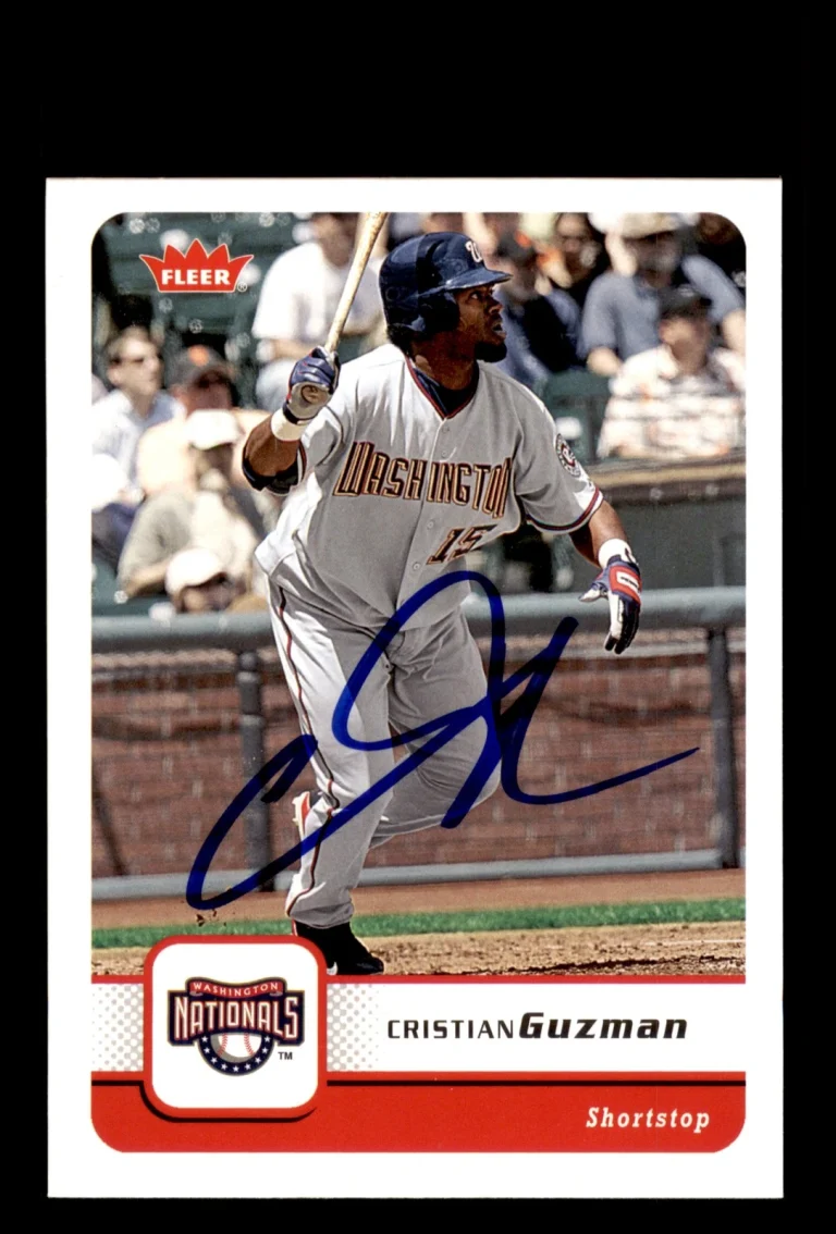 Signed Baseball Card Auto Cristian Guzman 2006 Fleer #220 Washington Nationals