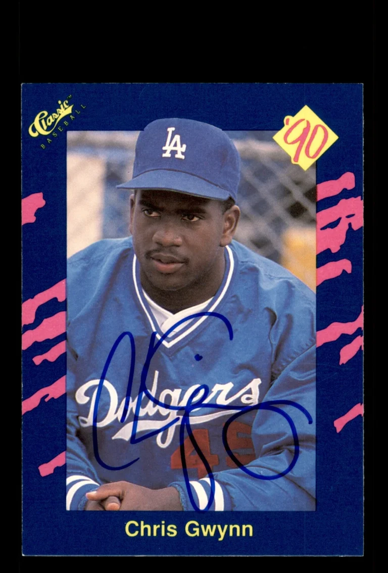 Signed Baseball Card Auto Chris Gwynn 1990 Classic Blue #111 Los Angeles Dodgers