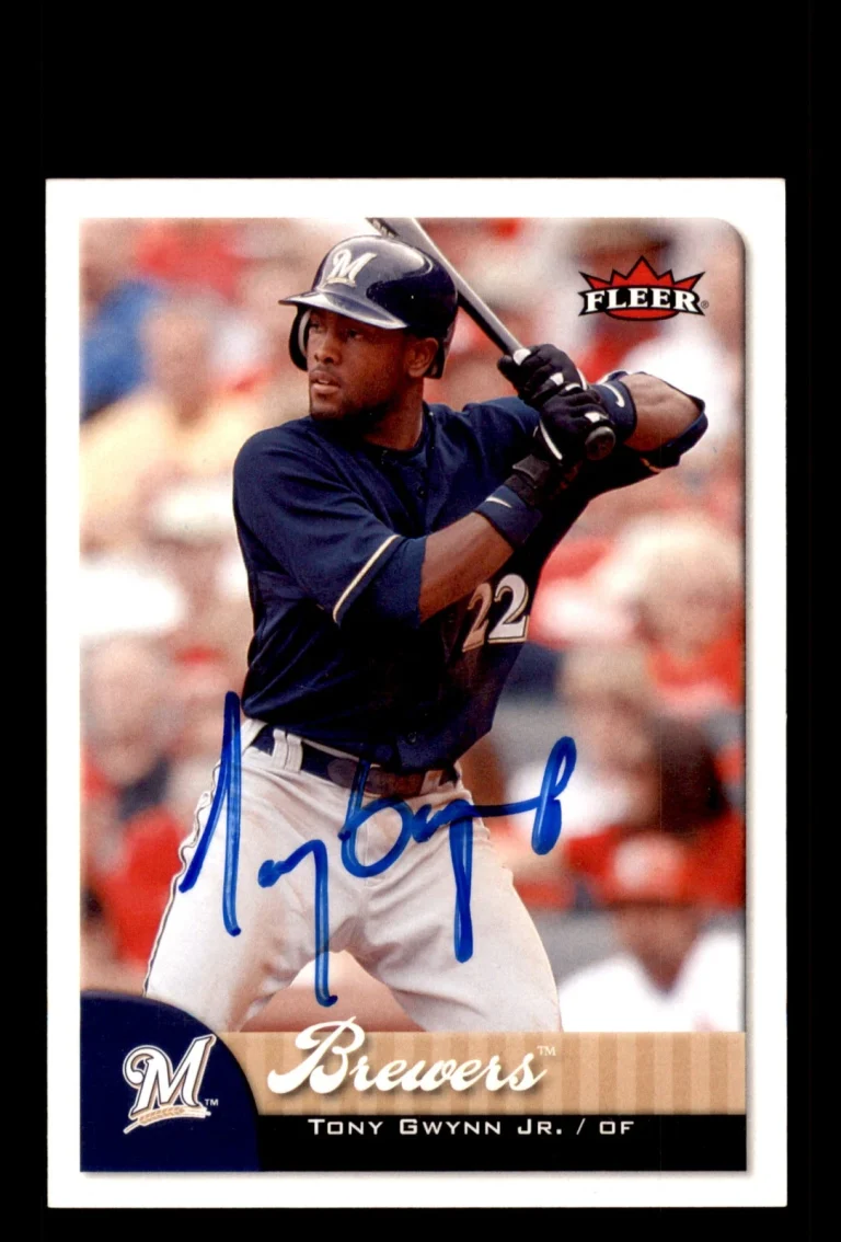 Signed Baseball Card Auto Tony Gwynn Jr. 2007 Fleer #159 Milwaukee Brewers