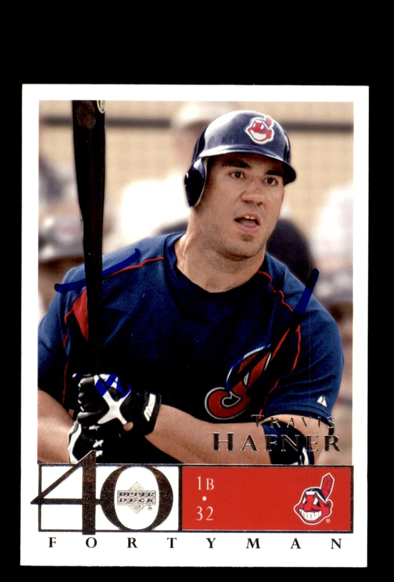 Signed Baseball Card Auto Travis Hafner 2003 Upper Deck 40-Man #119 Indians
