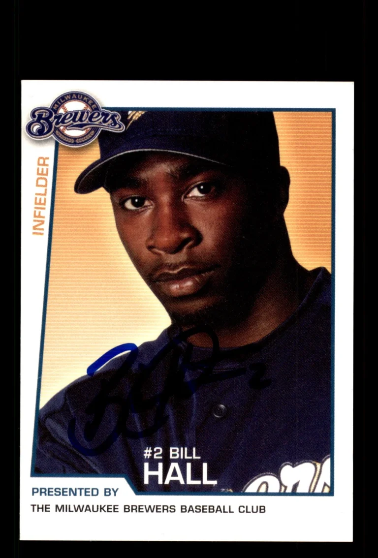 Signed Baseball Card Auto Bill Hall 2004 Milwaukee Brewers Police