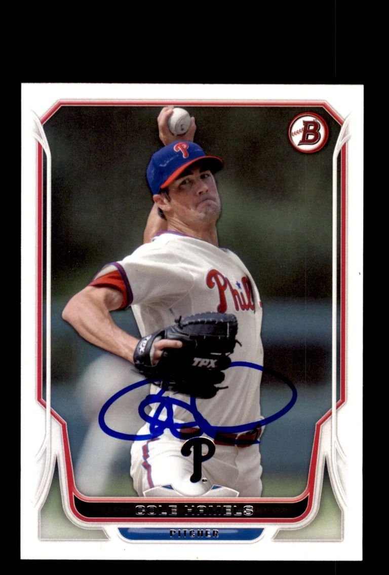 Signed Baseball Card Auto Cole Hamels 2014 Bowman #67 Philadelphia Phillies