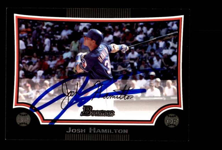 Signed Baseball Card Auto Josh Hamilton 2009 Bowman #54 Texas Rangers