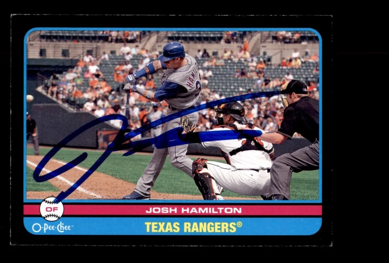Signed Baseball Card Auto Josh Hamilton 2009 O-Pee-Chee #293 Black